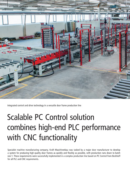 Scalable PC Control solution combines high-end PLC performance with CNC functionality in a versatile door frame production line