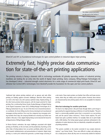 Extremely fast, highly precise data communication for state-of-the-art printing applications