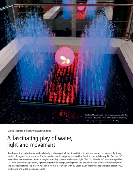 Kinetic sculpture interacts with water and light