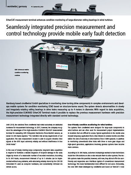 Seamlessly integrated precision measurement and control technology provide mobile early fault detection