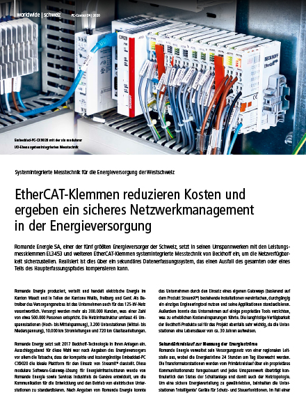 EtherCAT-Klemmen reduzieren Kosten und ergeben ein sicheres Netzwerkmanagement in der Energieversorgung