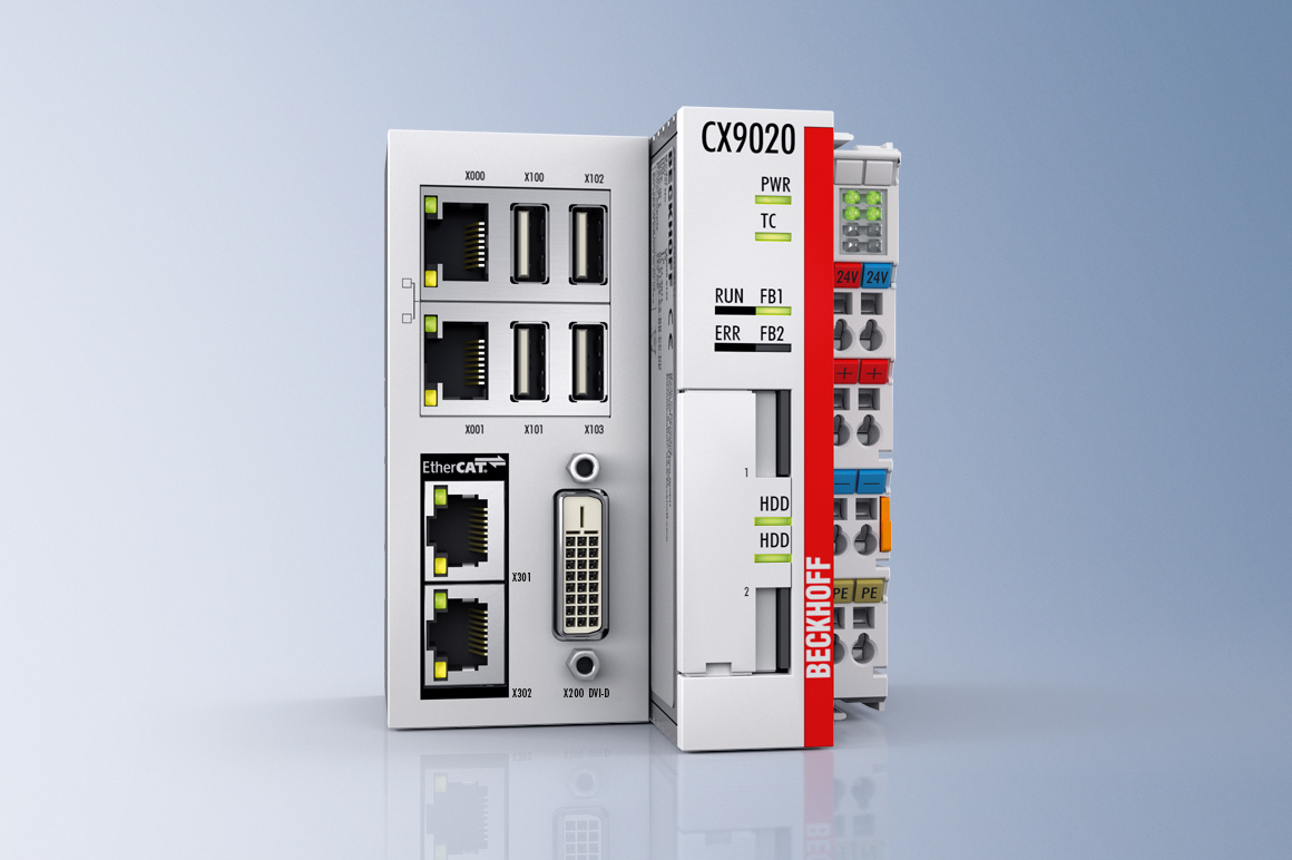 The CX9020 Embedded PC is extremely compact and suitable for universal use as a zone and floor controller. An ex factory configurable multi-option interface enables a variety of optional extensions.