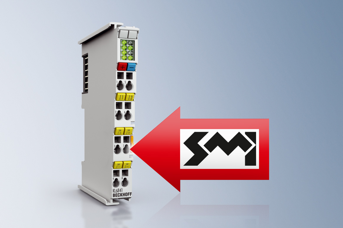 The SMI master terminals connect the Bus Terminal system with the standard motor interface and allow the control and exact positioning of blinds and solar protection devices.