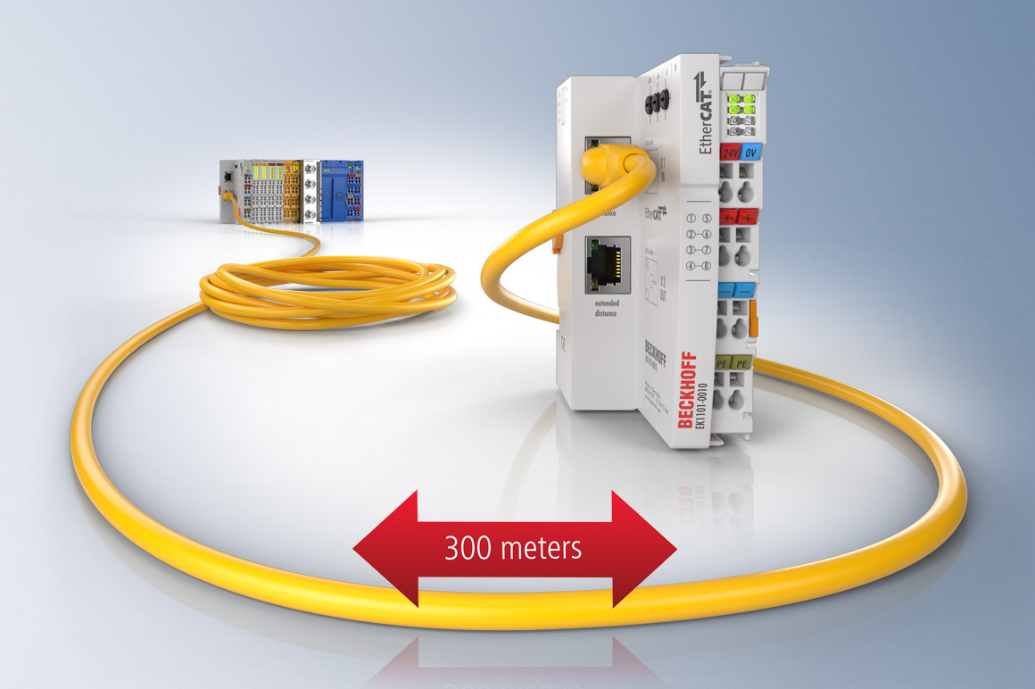 Mit der Extended-Distance-Technologie vereinfacht EtherCAT die Datenerfassung in großen und verteilten Arealen.