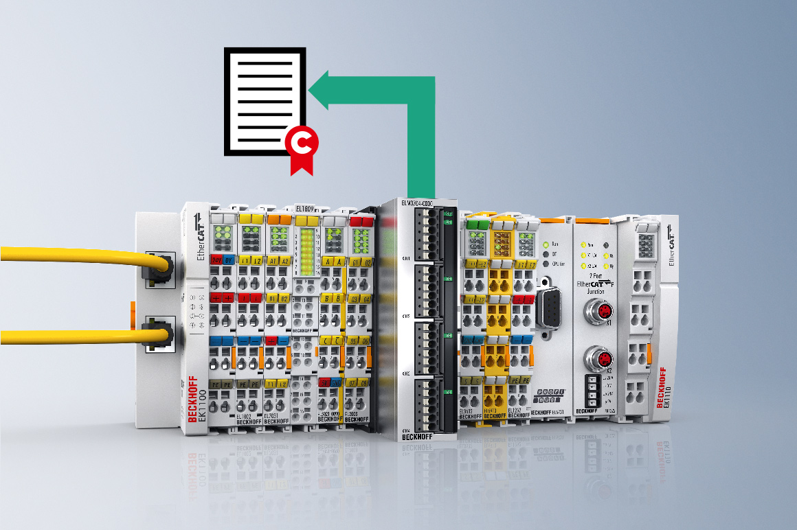 Some analog devices from Beckhoff are available in a version with a calibration certificate.