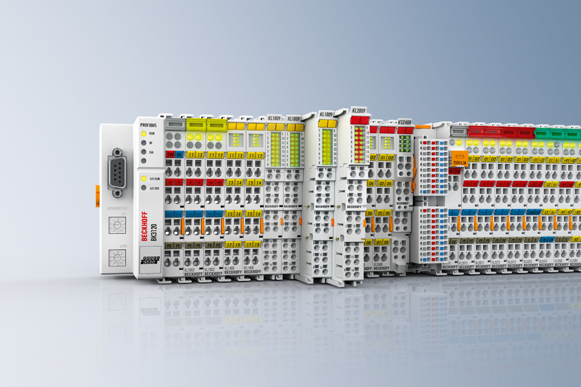 Our I/O system supports around 1000 Bus Terminals and is the most comprehensive system on the market. The components enable the operation of mixed signal configurations. This means that a single decentralized input/output node can map all of the necessary signals.