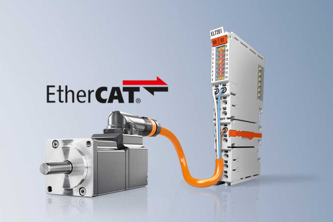 The servo terminals for the Beckhoff EtherCAT Terminal system integrate a complete servo drive in the standard terminal housing.