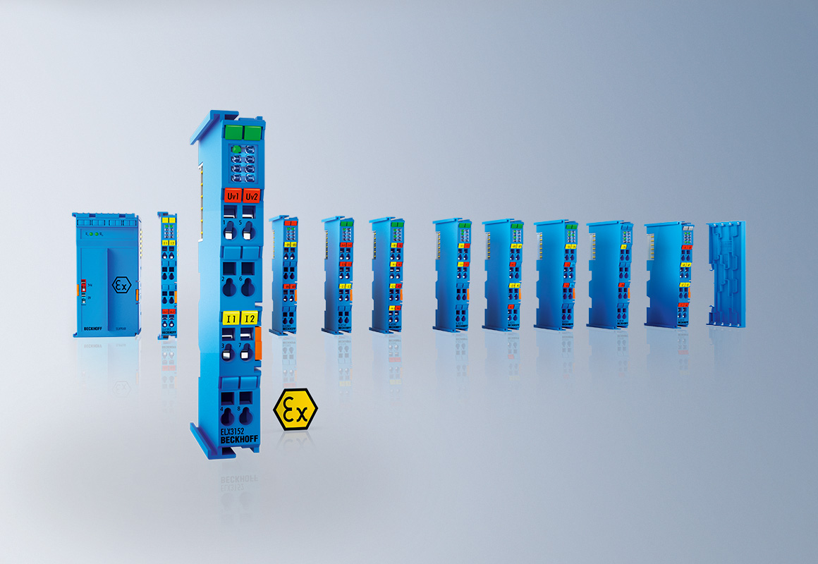 The highly compact ELX EtherCAT Terminals are suitable for direct connection of intrinsically safe field devices up to zone 0/20.