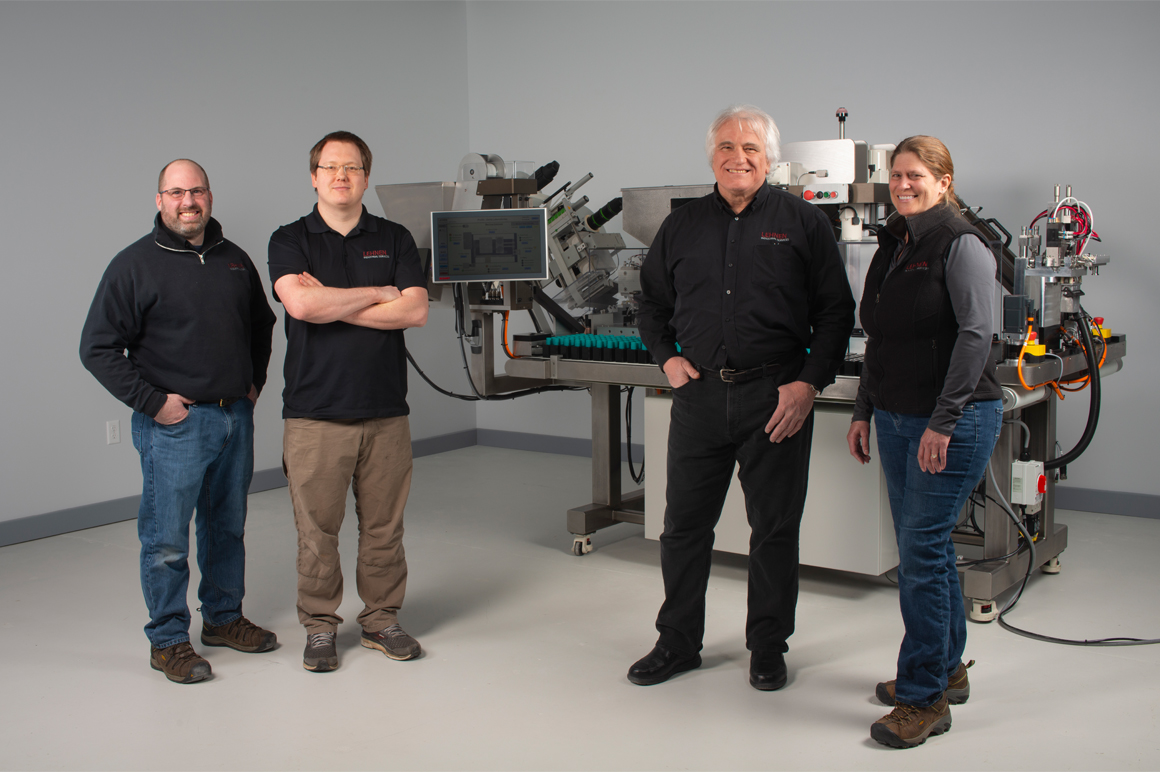 The innovative team at Lehnen Industrial Services, including (from left) Controls Engineer Rick Fuller, Head Software Developer Chris Lehnen, President Peter Lehnen, and Director of Business Development Kelly McKenney.