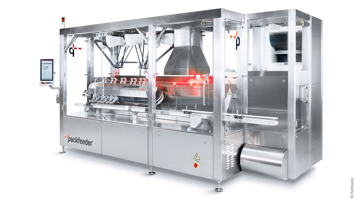 Funktionsweise des Flaschenaufstellers Pickfeeder Twin 200 mit XTS und zwei Delta-Robotern.