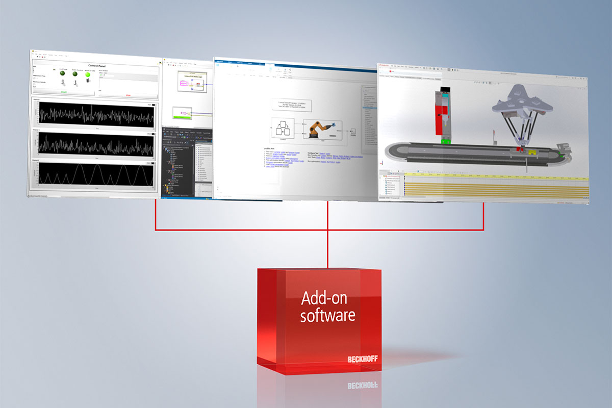 Third-party software can be connected with Beckhoff hardware and software using the optional add-ons.