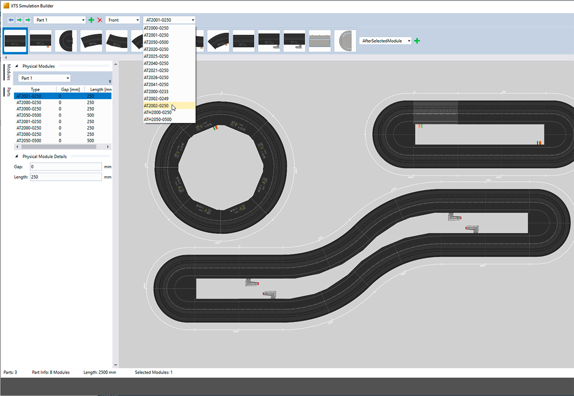 Erstellen von komplexen Bahnverläufen mit dem XTS Simulation Builder