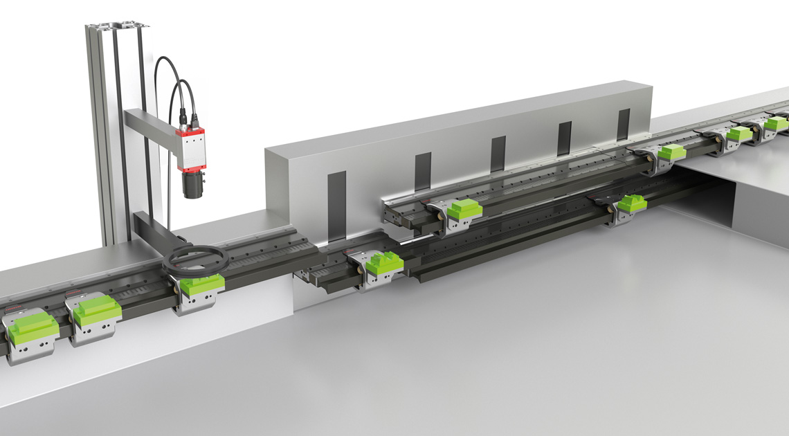 The flexible insertion and removal of products using Track Management enables individual quality control and product reworking without interrupting the ongoing production flow; for example, by simply removing bad parts (below).