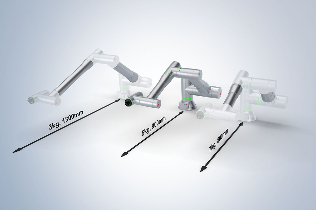 Easily connectable motor and link modules make it possible to create individual robot solutions.