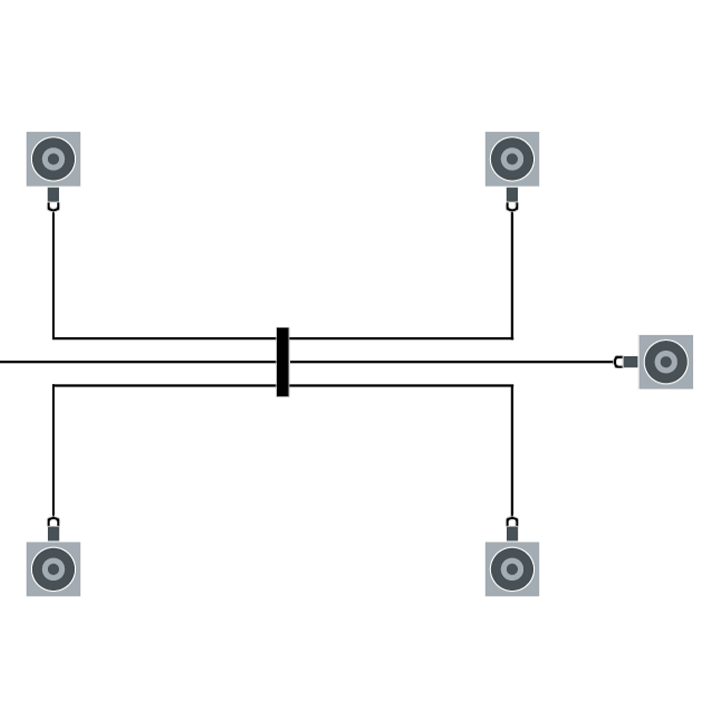 3- to 6-way star distributor with defined cable lengths